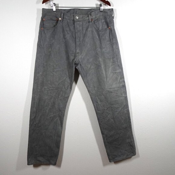 Levi's 501 Jeans Men's Size 38x32 Silver Gray Denim Shrink to Fit Button Fly - Picture 1 of 13